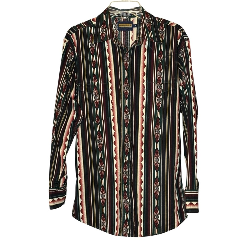 Panhandle Slim Men's Western Pattern Shirt Snaps M Southwestern Navajo